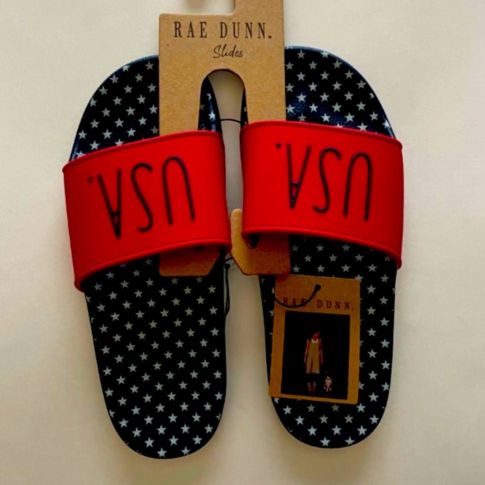 NWT Women’s Rae Dunn USA Slides - Picture 2 of 6